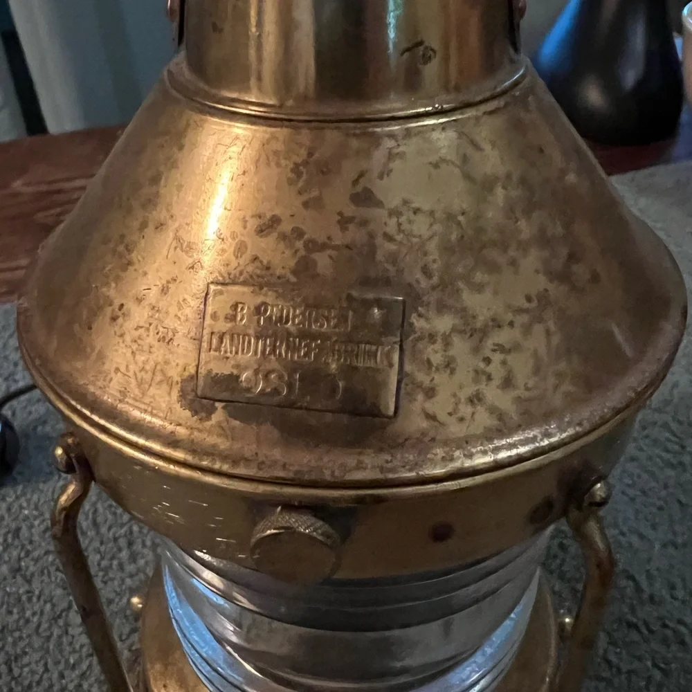 Vintage Brass & thick Glass Nautical Lantern